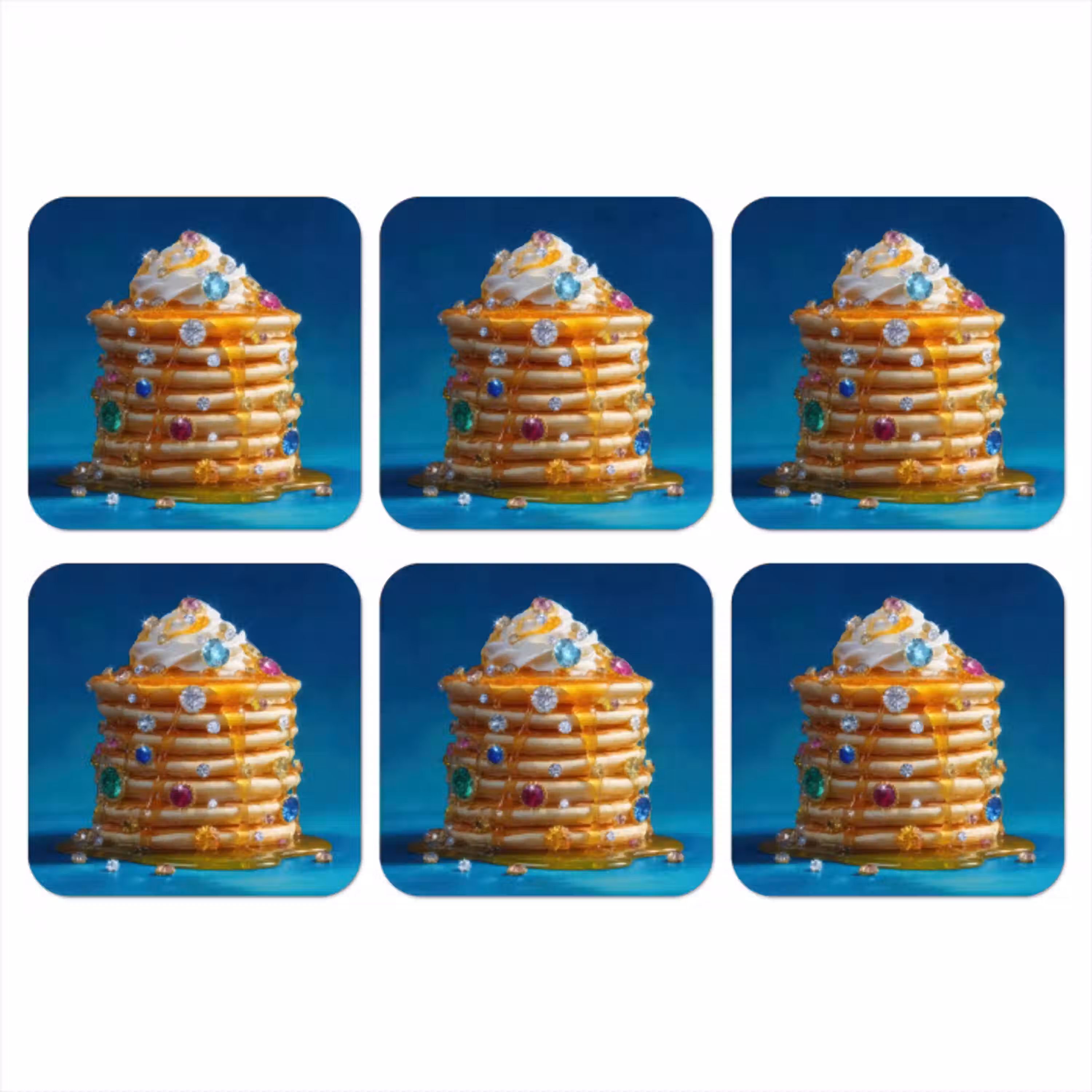 Pannenkoeken - Steentjes - Glitter - Slagroom onderzetter kurk middel -3d