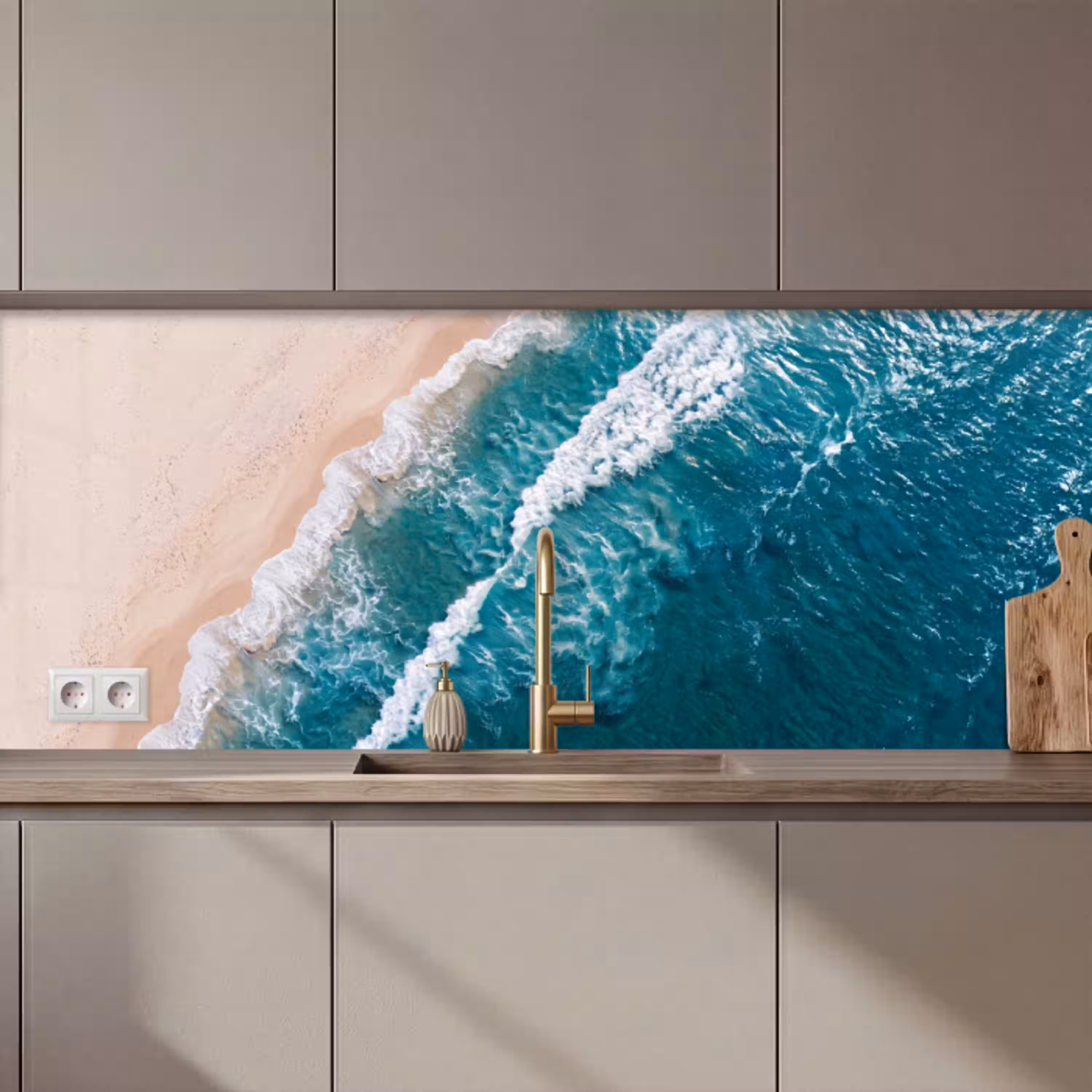 Zee - Strand - Golven - Natuur - Blauw keuken achterwand 2 middel zz_3dshopping