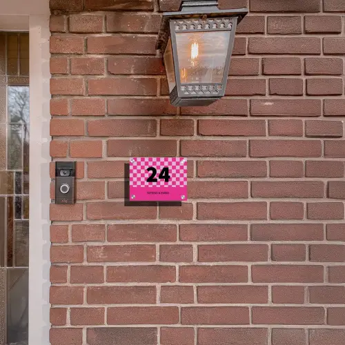 Roze blokjes - Klassiek Naambord Rechthoek middel -sfeer7-rechthoek-S