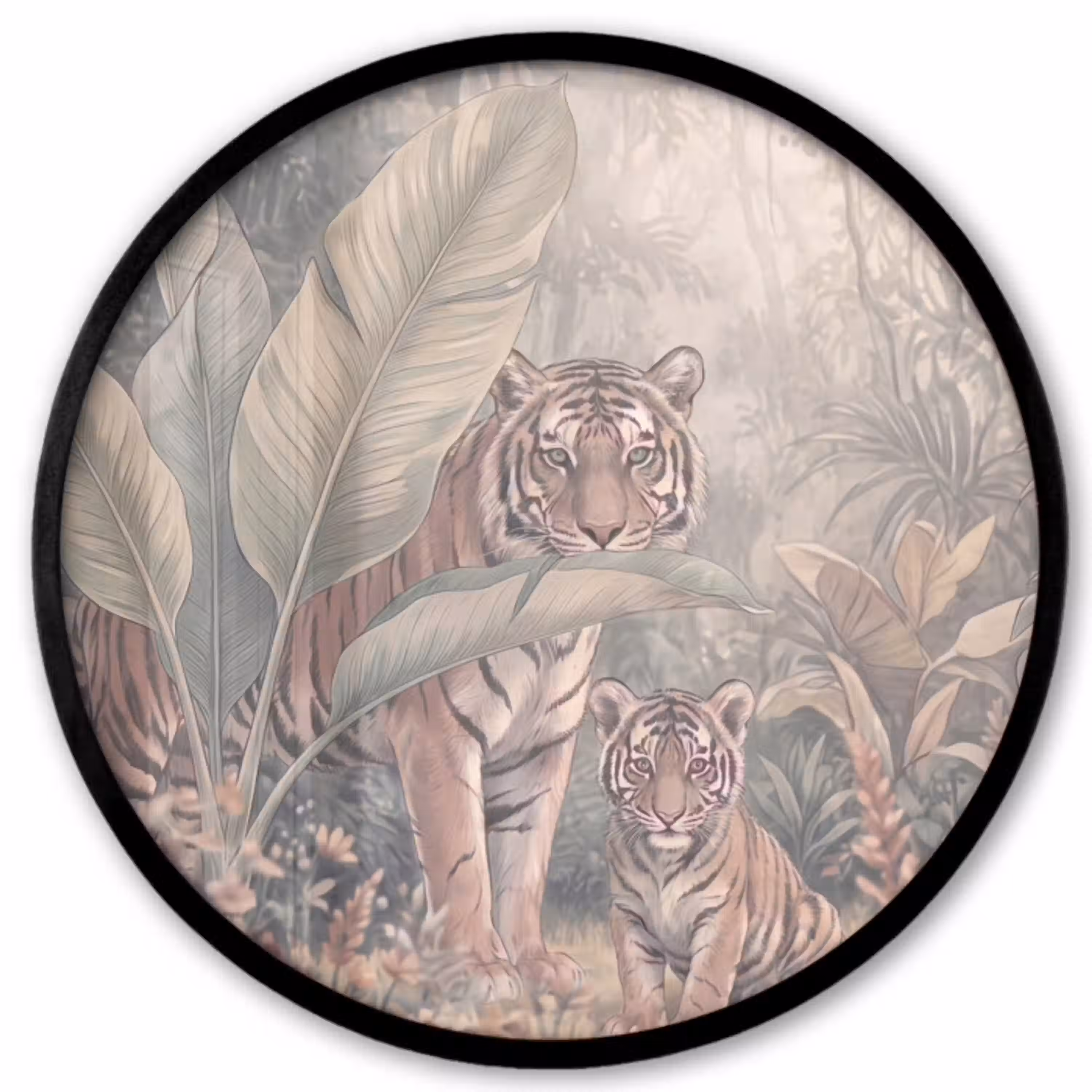 Tijger - Welp - Jungle - Illustratie - Dieren Fotolijst rond zonder passe partout klein -3d