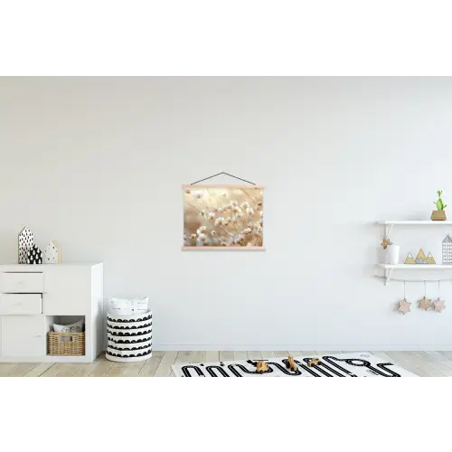 Wilde - Bloemen - Wit textielposter latten blank klein -kinderkamer
