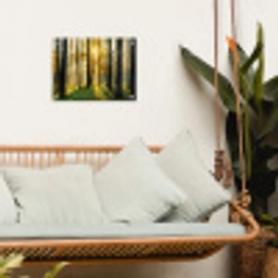 Gouden bos bij zonsopgang tuinposter los doek klein -sfeer7