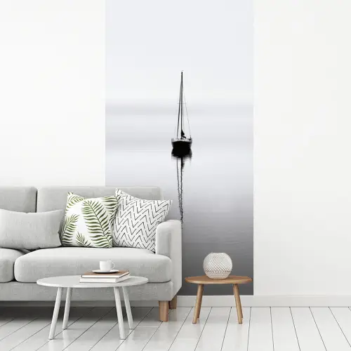 Zeilboot - Zwart - Water - Silhouet fotobehang vinyl groot -woonkamer
