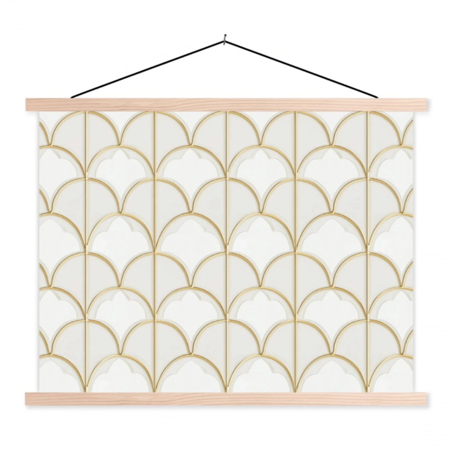 Mozaïek - Bogen - Goud textielposter latten blank klein 122 -3d
