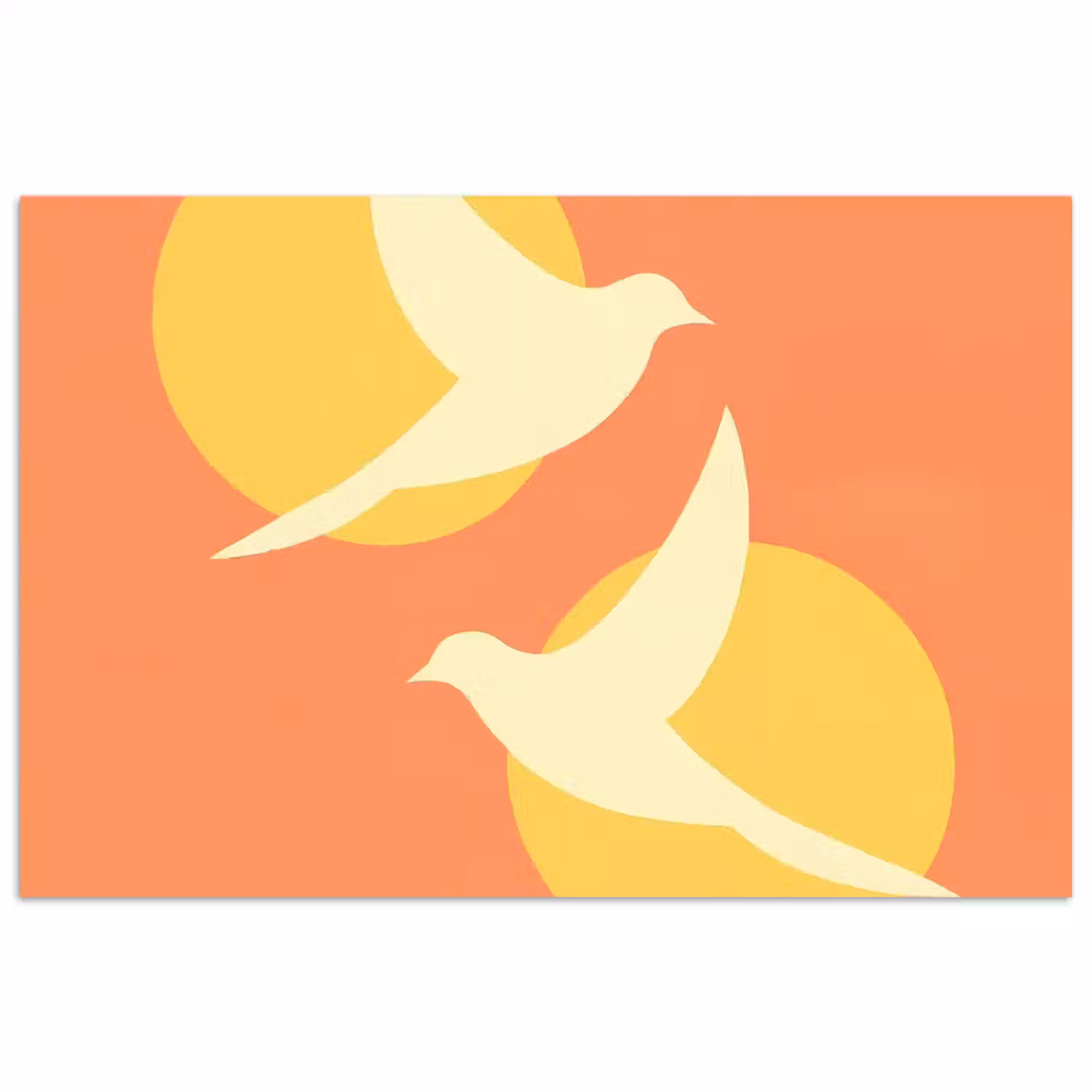 Poster – Vogels - Cirkels - Geel