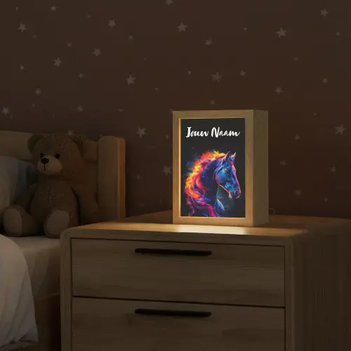 Paard - Dier - Rook - Zwart - Kleuren Light Box met kabel (Kinderlampje) klein -sfeer1_kind