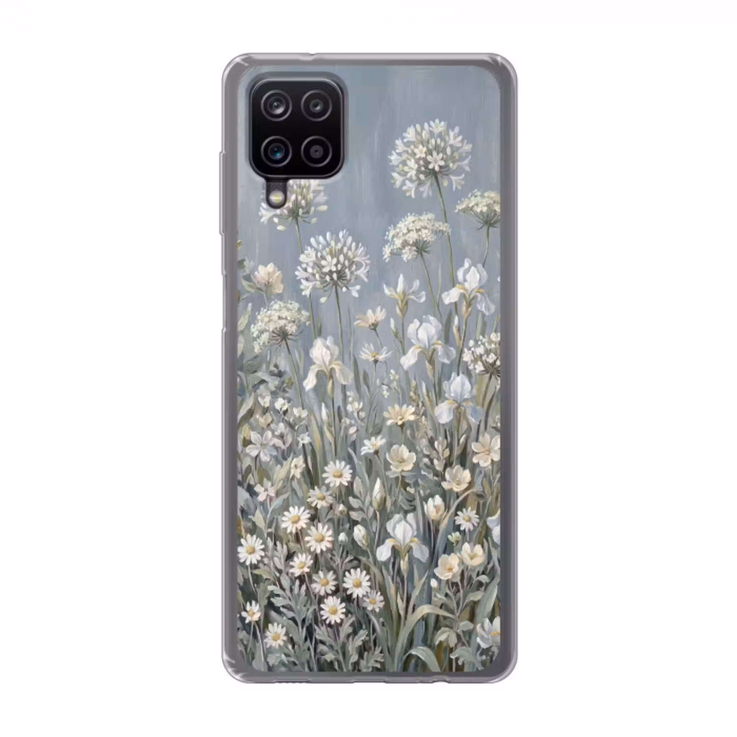 Bloemen - Botanisch - Blauw Telefoonhoesje Samsung Galaxy A12 klein -3d