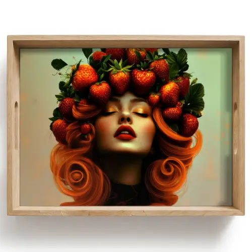 Vrouw - Aardbeien - Kroon Dienblad Rechthoek middel -z3d_shopping