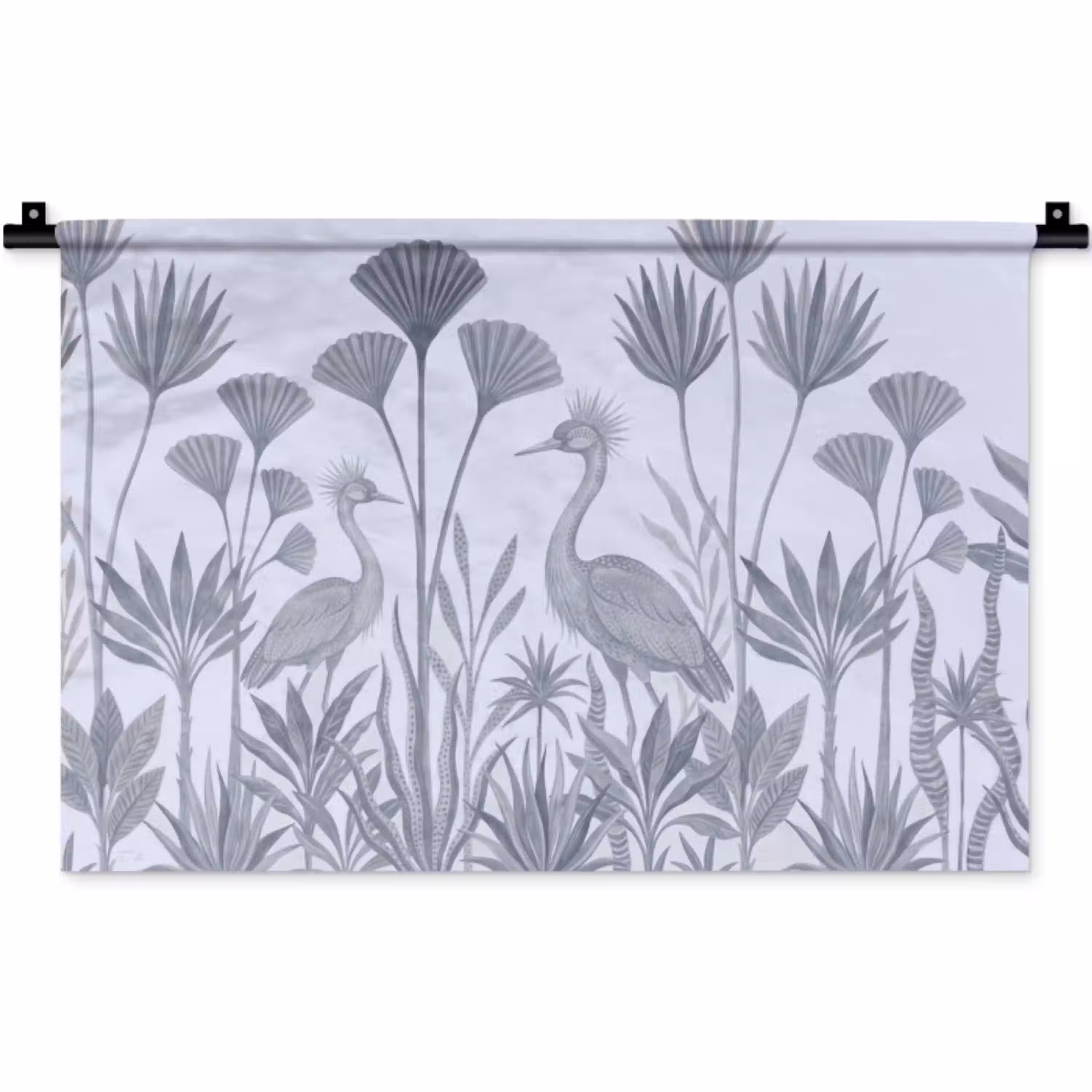 Vogel - Tropisch - Illustratie - Blauwgrijs - Natuur Wandkleed katoen klein -zz3d