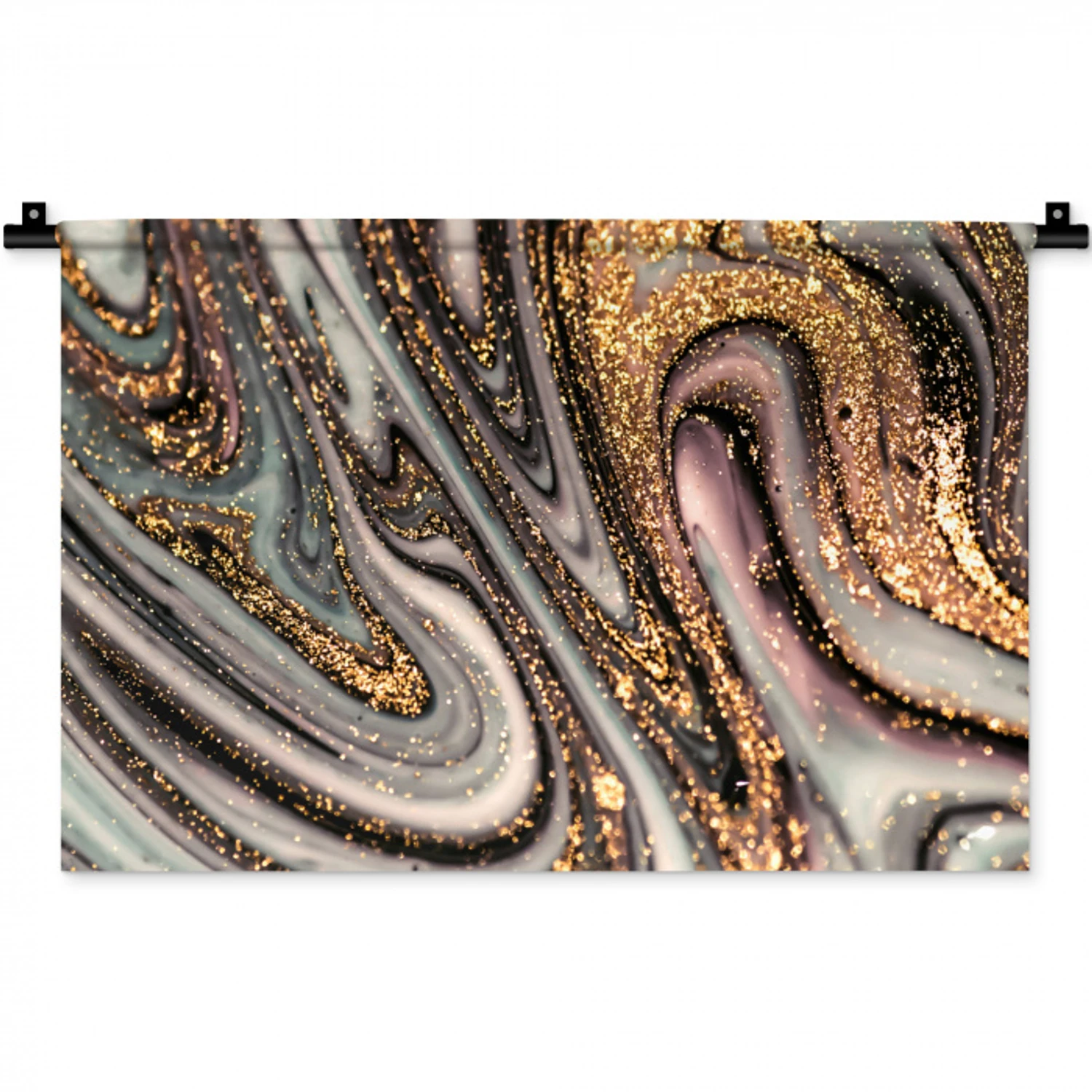 Marmerlook - Goud - Glitter - Luxe - Marmer - Wit Wandkleed katoen klein -zz3d