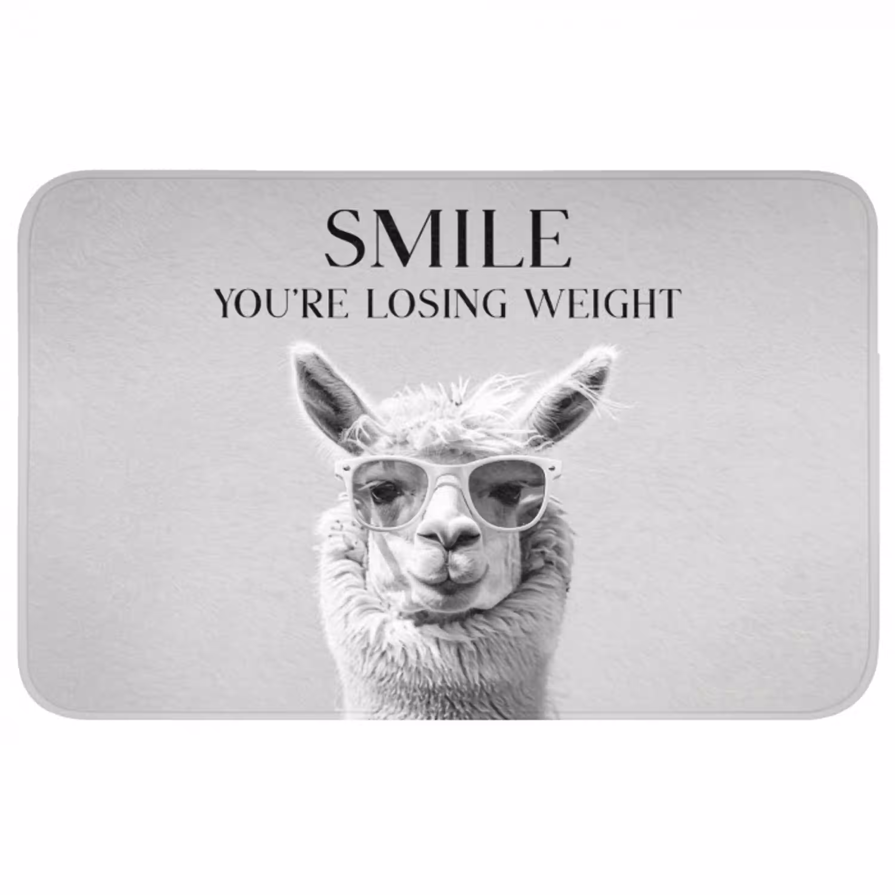 Quotes - Lama - Smile - Spreuken - Grijs Badmat middel -3d