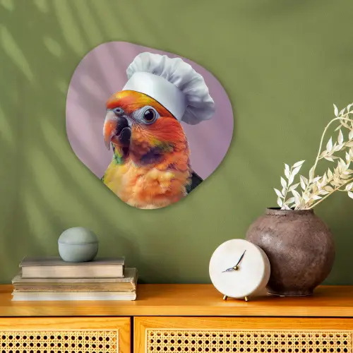 Papegaai - Koksmuts - Nieuwsgierig - Vogel Wandcirkel Organisch Forex 3mm klein -sfeer2