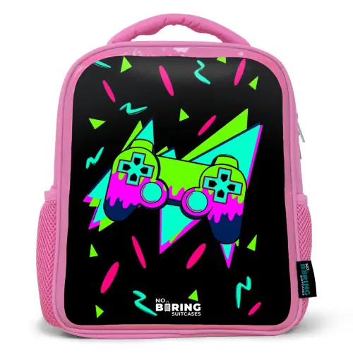 Neon controller op zwart Kinderrugzak - Roze middel -3d