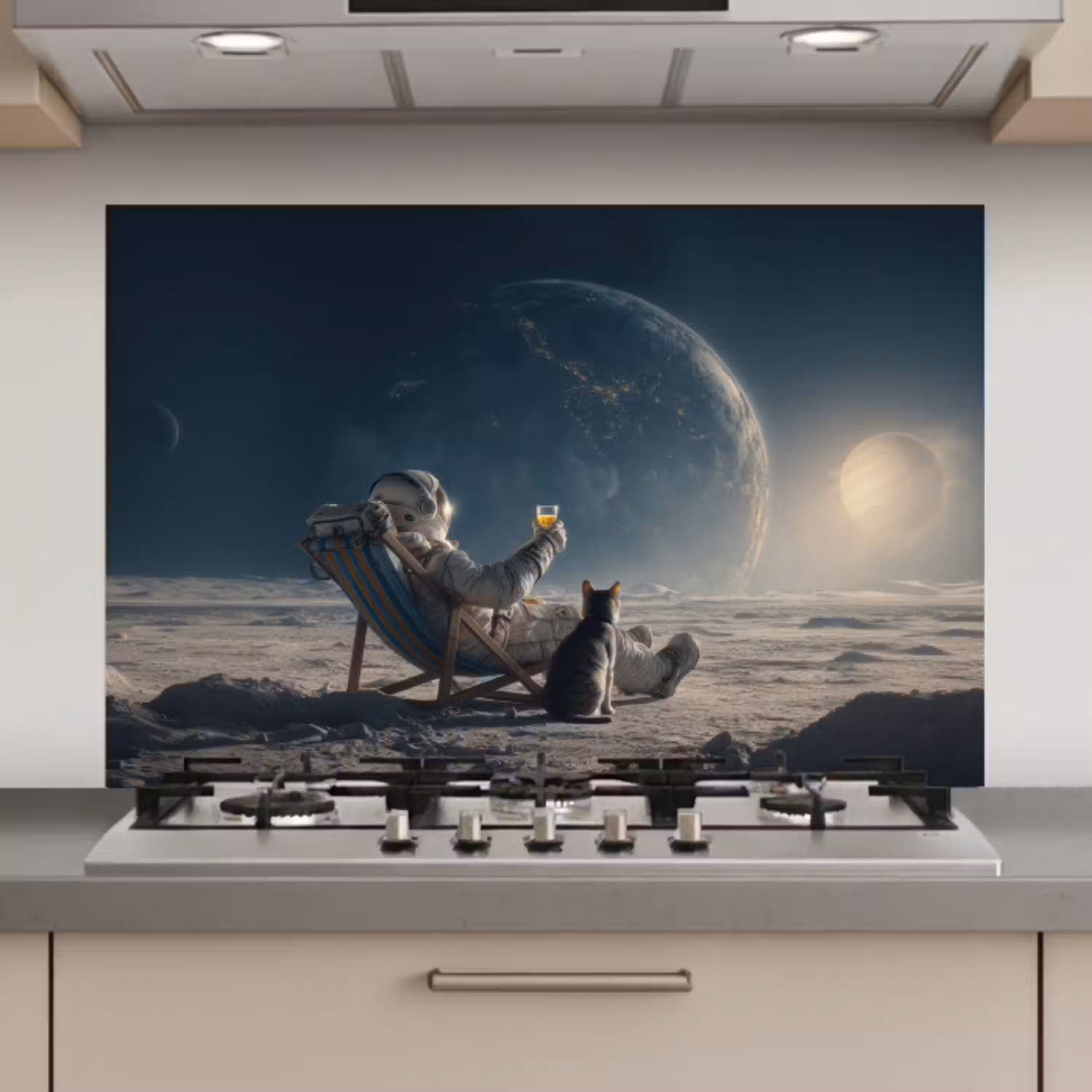Maan - Kat - Astronaut - Ruimte keuken achterwand spatscherm klein -3d_website