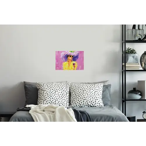 Zonnebril - Vrouw - Jas - Veren Muursticker klein -slaapkamer