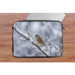 Vogel - Tak - Sneeuw - Winter laptophoes neopreen klein -tafel