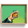 Whisky - Glas - Hand - Groen Dienblad Rechthoek middel -z3d_shopping