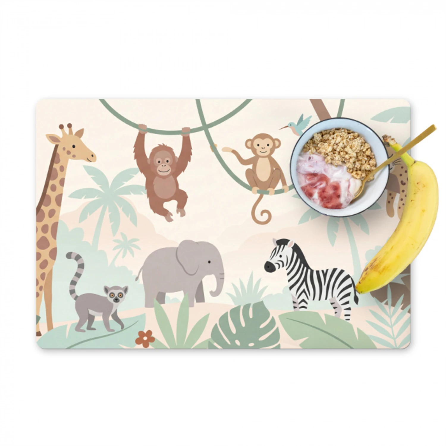 Jungle - Dieren - Groen Placemat vinyl groot -zzzproduct_Kitchenyeah-website