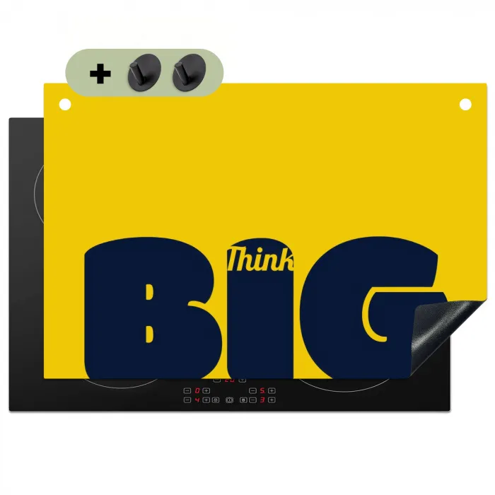 Geel - Think big - Grafisch Inductie beschemer met haakjes klein -3d