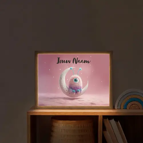 Maan - Monster - Roze Light Box met batterij (Wandlamp kind) middel -sfeer1_kind