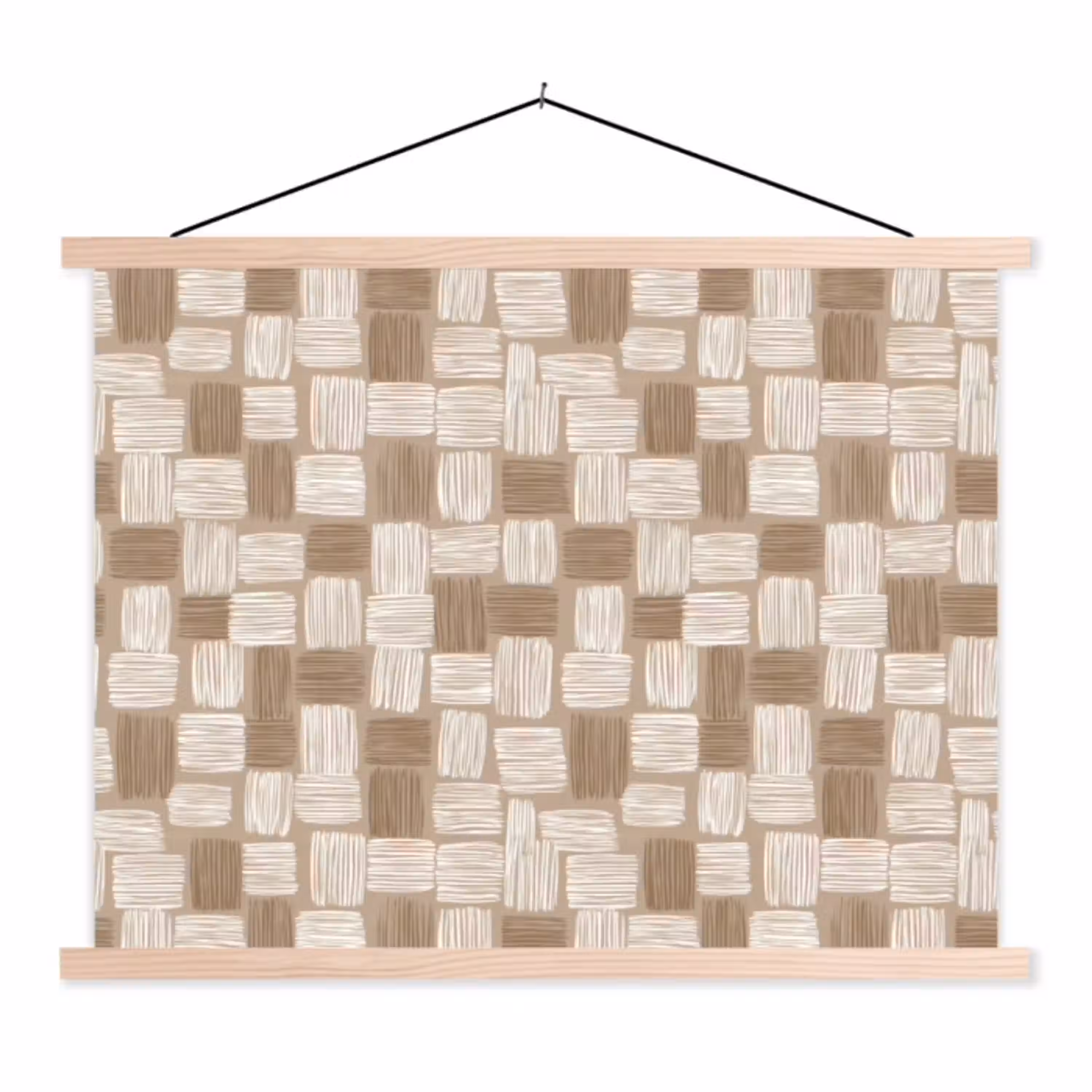 Blok - Patroon - Bruin textielposter latten blank klein 122 -3d