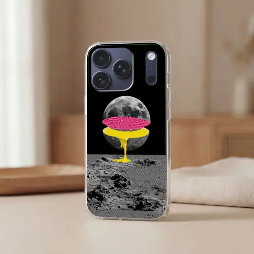 Maan - Geel - Roze - Zwart Telefoonhoesje iPhone 17 Pro klein -sfeer2