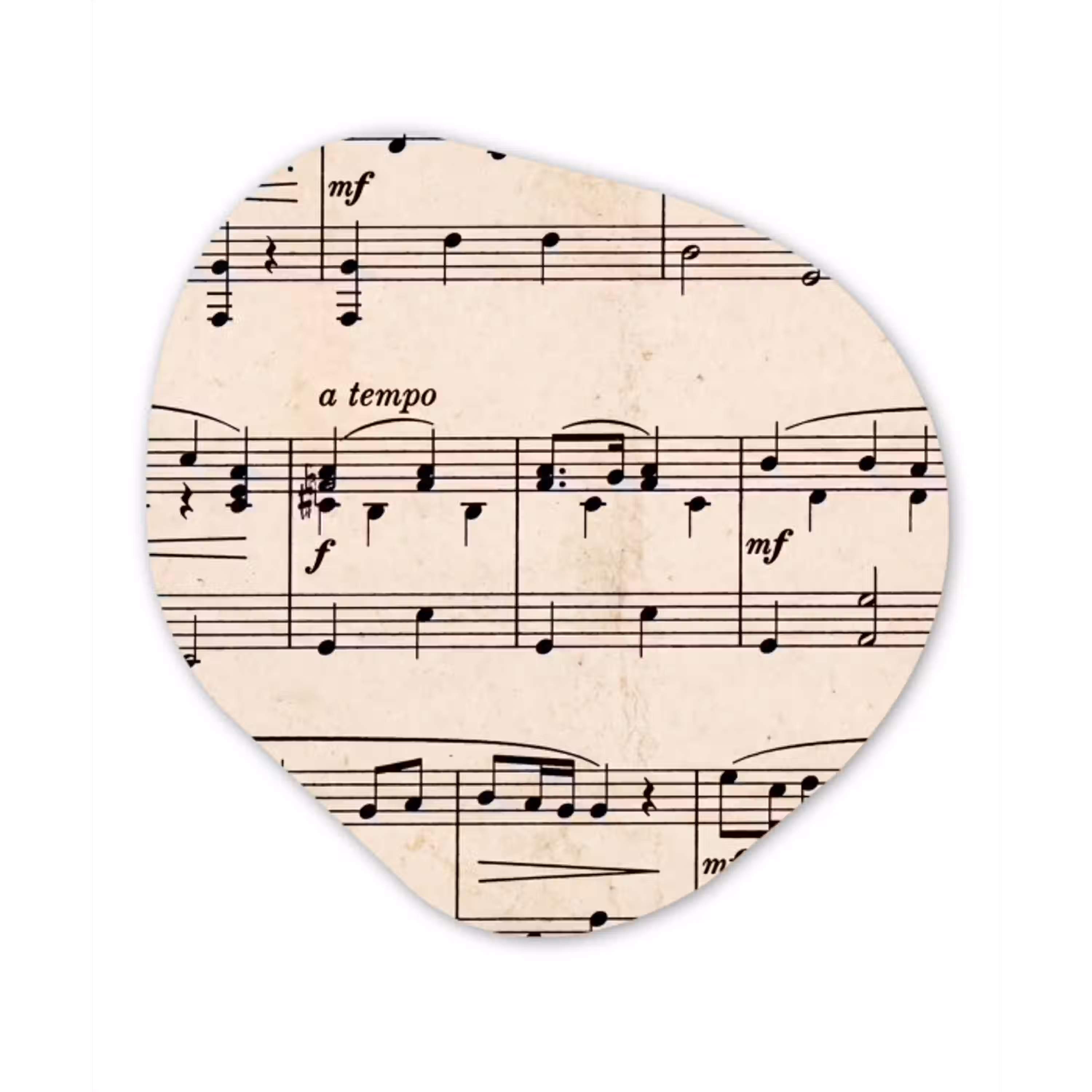 Muzieknotatie - Notenbalken - Kunst - Klassiek - Beige Wandcirkel Organisch Forex 3mm klein -3d