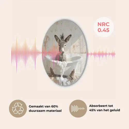 Ezel - Dieren - Badkuip - Schuim Akoestische PET Vilt - Rond klein -USP_NL
