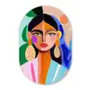 Portret - Vrouw - Modern Wandcirkel Ovaal Glas middel -3d