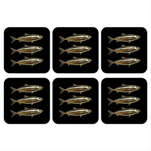 Vissen - Goud - Zwart onderzetter kurk middel -3d