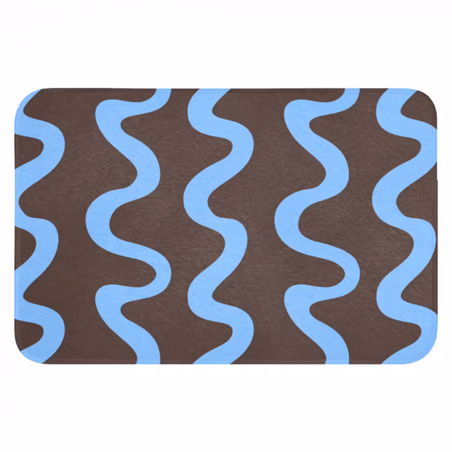 Badmat - Kronkelende lijnen - Blauw - Bruin - Minimalistisch