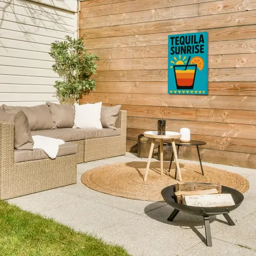Illustratie - Tequila - Glas - Blauw Tuinposter op houten frame 2 cm dik klein -sfeer2