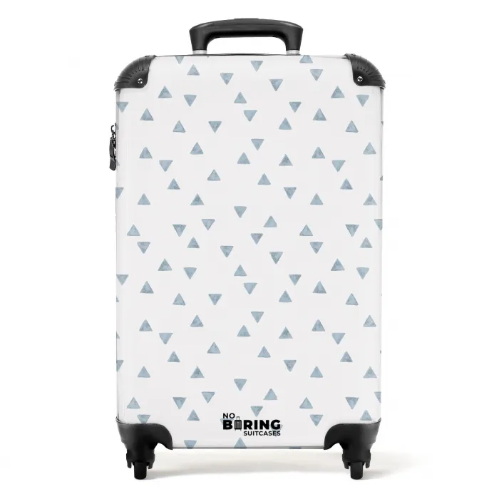 Blauwe driehoeken op een wit vlak NBS - Handbagage koffer - Kinderen Unisex middel -productfoto_recht