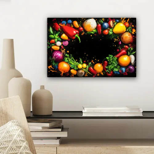 Groente - Graffiti - Kleurrijk - Koken - Abstract canvas 2cm klein -sfeer6