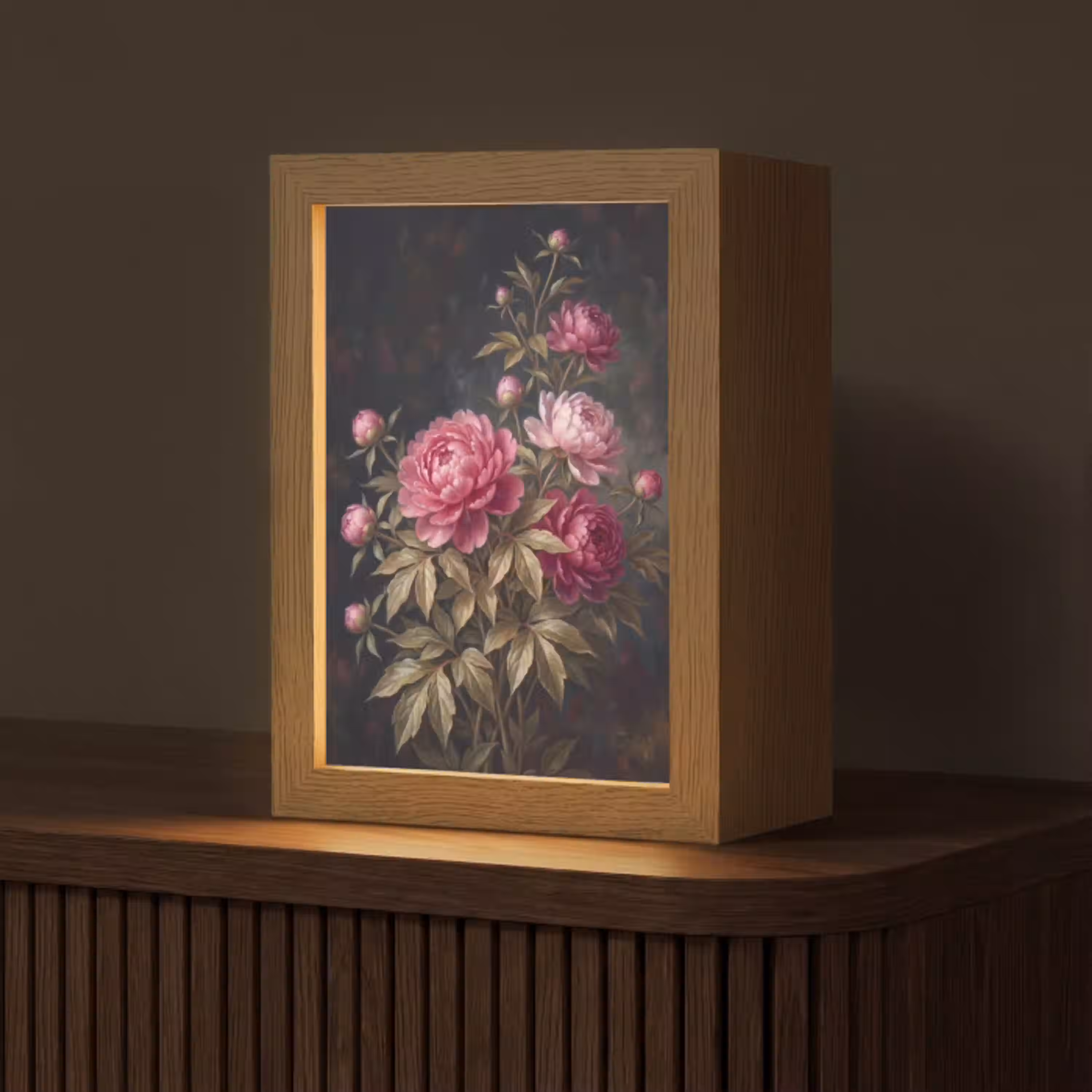 Bloemen - Roze - Klassiek - Natuur Light Box met kabel (Tafellamp) klein -z3d_website