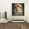 Leeuw - Leeuwenkop - Wilde dieren - Bloemen aluminium wit klein -sfeer1