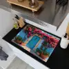 Deur - Hout - Bloemen - Blauw Inductie beschemer met haakjes klein -sfeer1