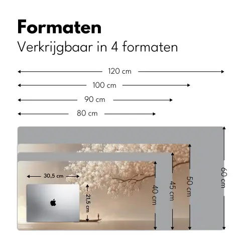 Bloesems - Wit - Boot - Minimalistisch Muismat XXL klein -sfeer5
