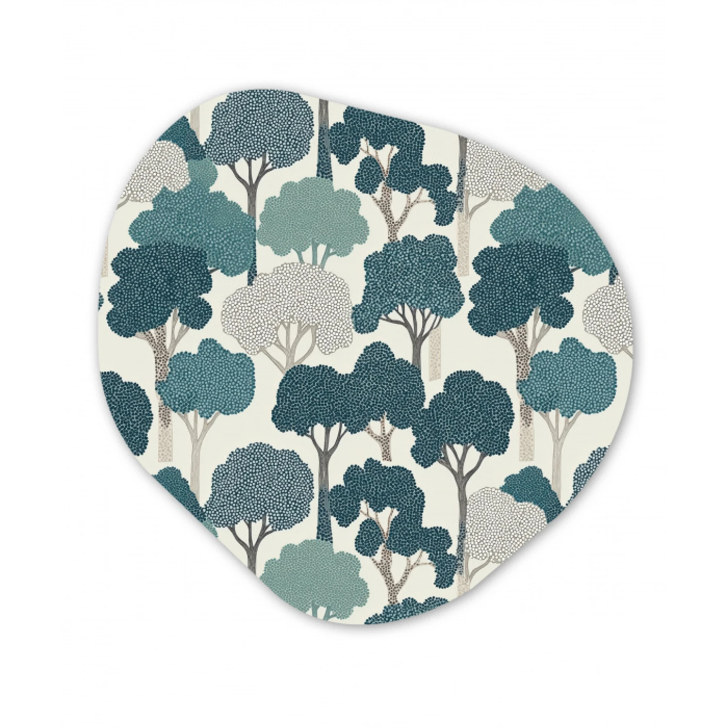 Modern - Bomen - Bos - Patroon - Blauw Wandcirkel Organisch Forex 3mm klein 629 -3d