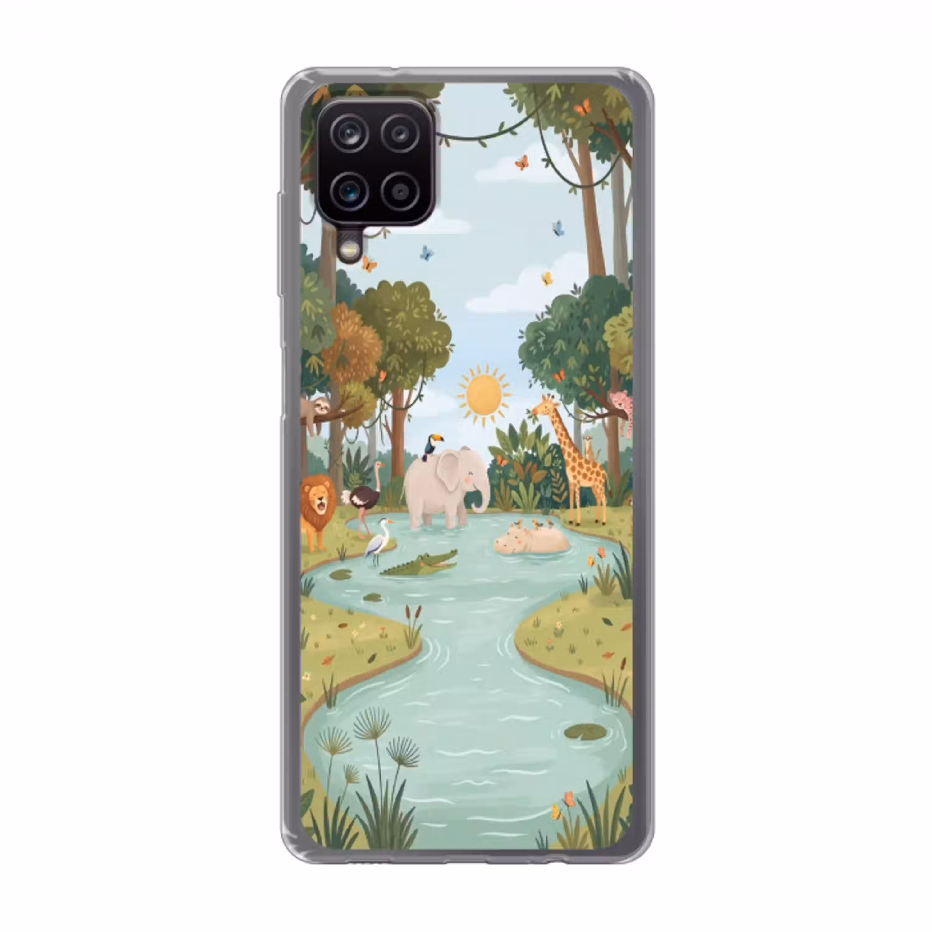 Jungle - Oase - Dieren - Kleurrijk Telefoonhoesje Samsung Galaxy A12 klein -3d