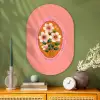 Illustratie - Bloemen - Rand - Roze Wandcirkel Ovaal Glas middel -sfeer2