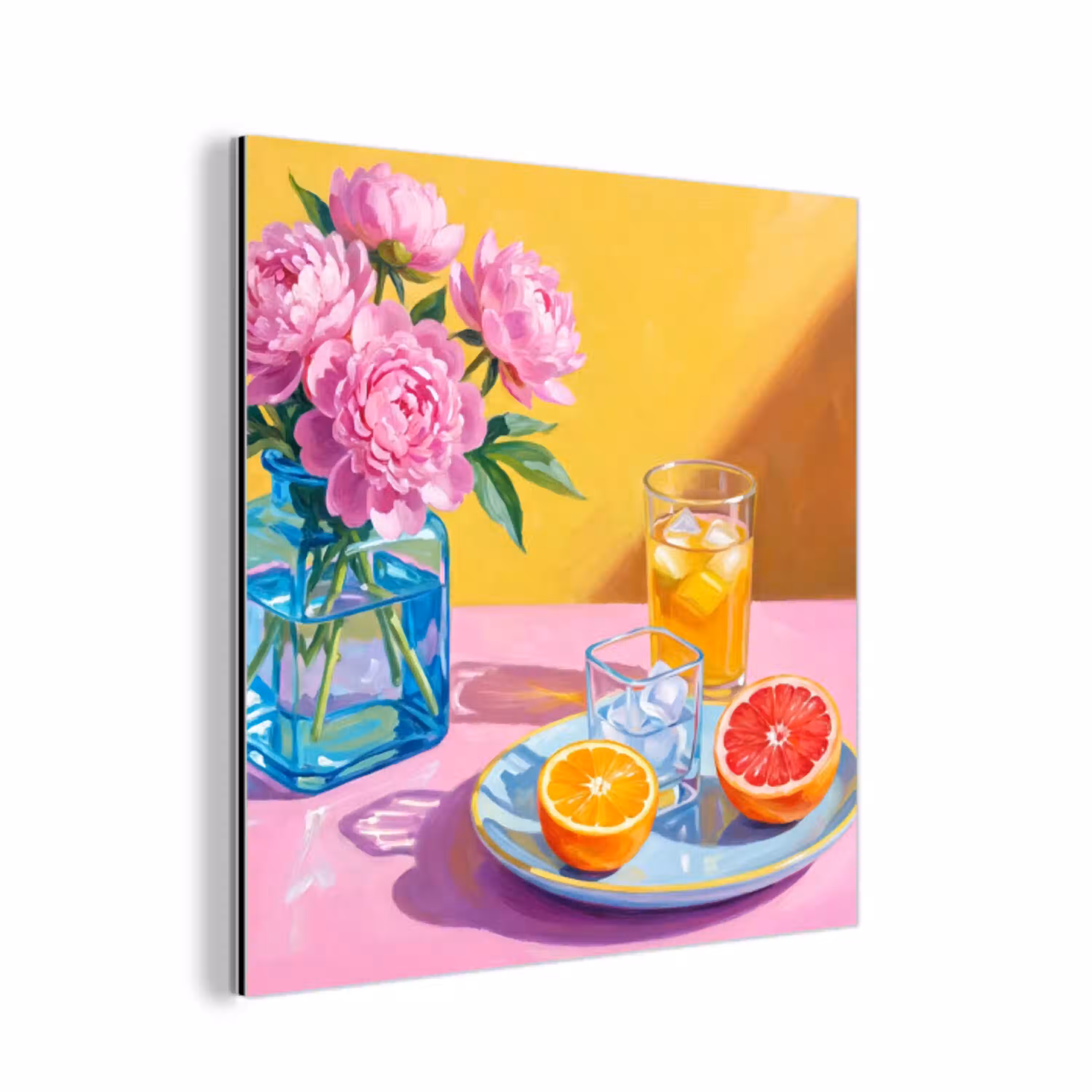 Bloemen - Roze - Modern aluminium wit klein -3d