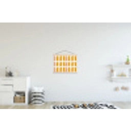 Geometrisch - Patroon - Geel - Roze textielposter latten blank klein 122 -kinderkamer