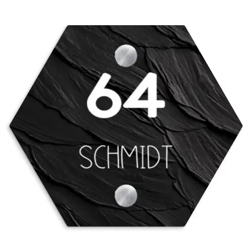 Leisteen - Modern Naambord Hexagon klein -3d