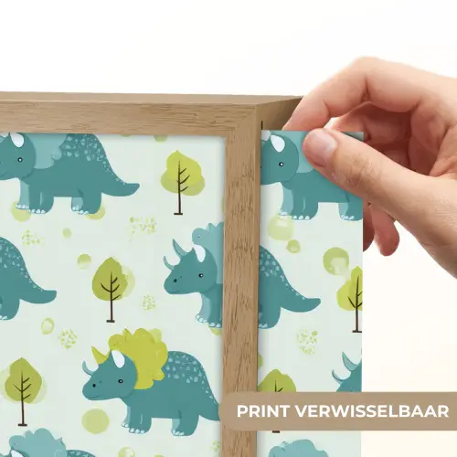 Triceratop - Blauw - Stippen - Boompjes Light Box met batterij (Wandlamp kind) middel -USP_websiteprintNL