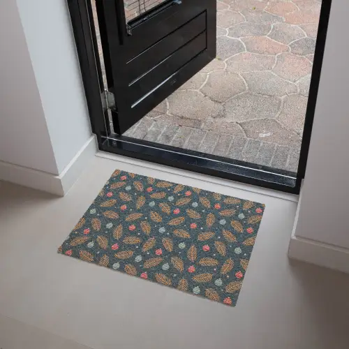 Patroon - Kerst - Symbolen - Donkerblauw Deurmat klein 898 -sfeer5
