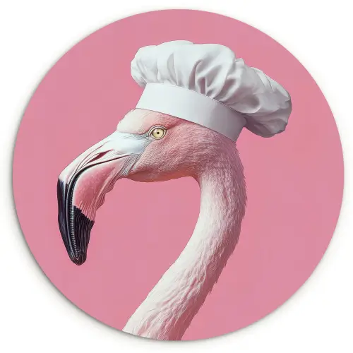 Flamingo - Roze - Koksmuts - Vogel Wandcirkel kunststof plaat 5mm dik klein -3d