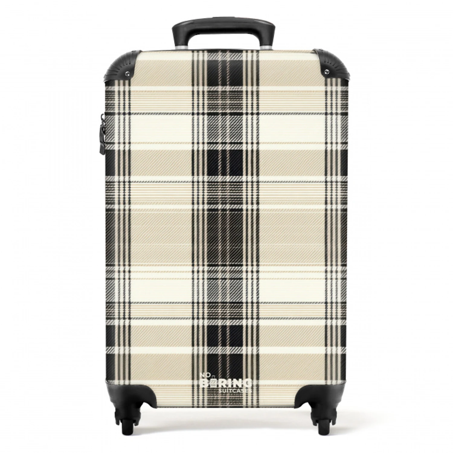Klassiek geruit patroon in beige NBS - Handbagage koffer - Unisex middel -productfoto_recht