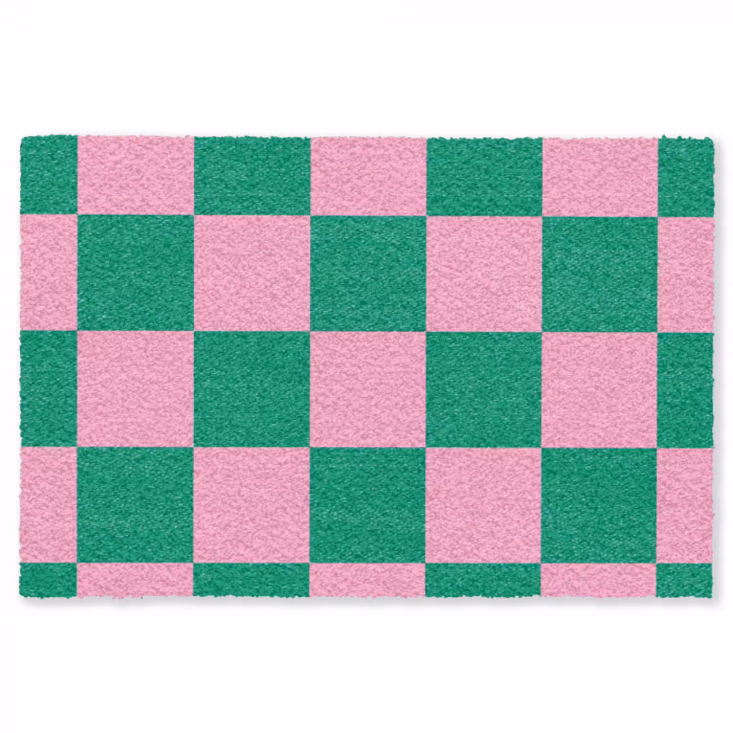 Schaakbord patroon - Groen - Roze - Blokjes Vloerkleed Rechthoek klein -3d