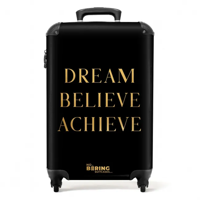 Suitcase - Quotes - Dream believe achieve - Gold - Black - Luxury